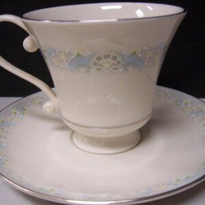 Dinner Plate with Footed Teacup & Saucer Set - Misty Garden by PICKARD